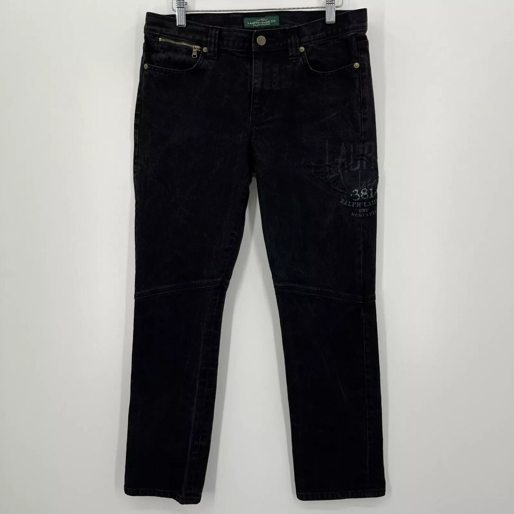 Lauren Jeans Co. Ralph Lauren Jeans Women's Size 8 Black Vintage Y2K Wings Logo